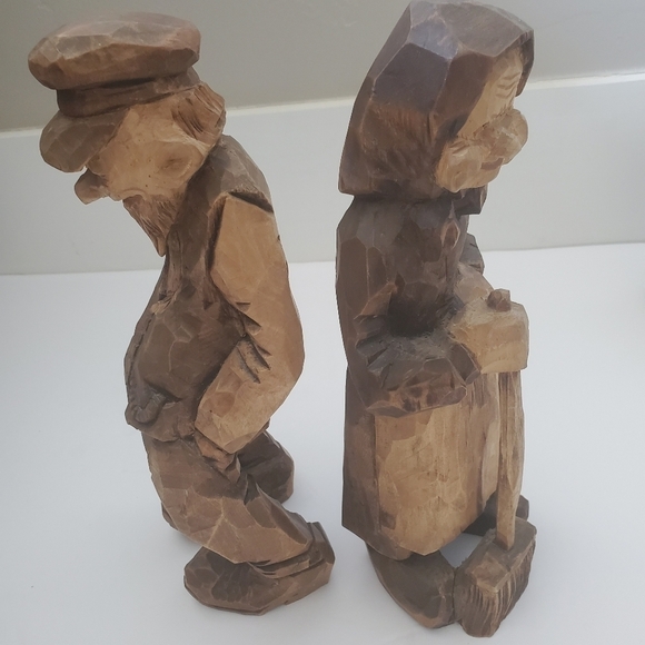 𝅺vintage Rare Hand Carved Folk Art Couple - Picture 9 of 9